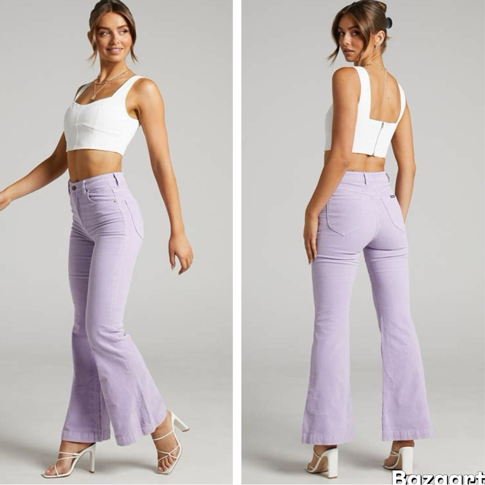 Rolla's Women's Lavender Corduroy Jeans Eastcoast Flare High Rise